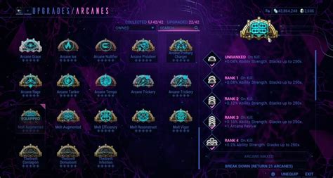 warframe arcane list